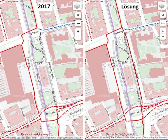 Common Sense Lösungsvorschlag, Lückenschluss Sicherer Radweg Neubaugürtel, Europaplatz