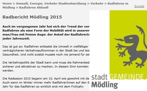 Radbericht 2015 der Stadtgemeinde Mödling